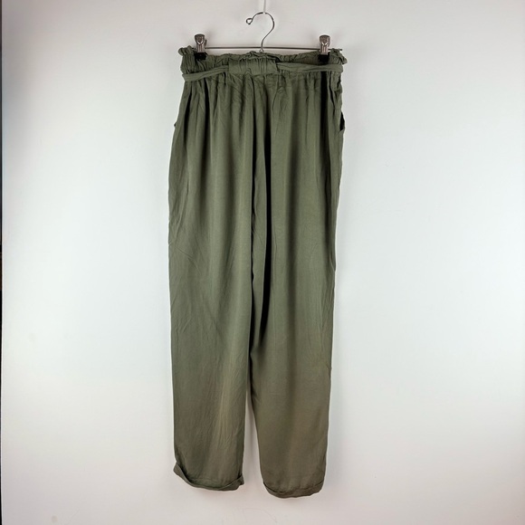 Nordstrom Know One Cares Women's Wide Leg  Paperbag Pants Belt Green Small - Picture 3 of 5